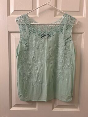 Skies Are Blue Seafoam Crochet-Detail Top